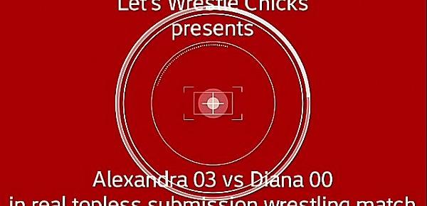  Real topless submission wrestling match - Alexandra vs Diana